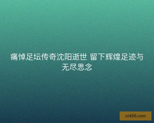 痛悼足坛传奇沈阳逝世 留下辉煌足迹与无尽思念